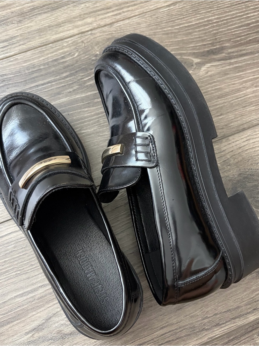 Steve Madden Black Patent Platform Loafers